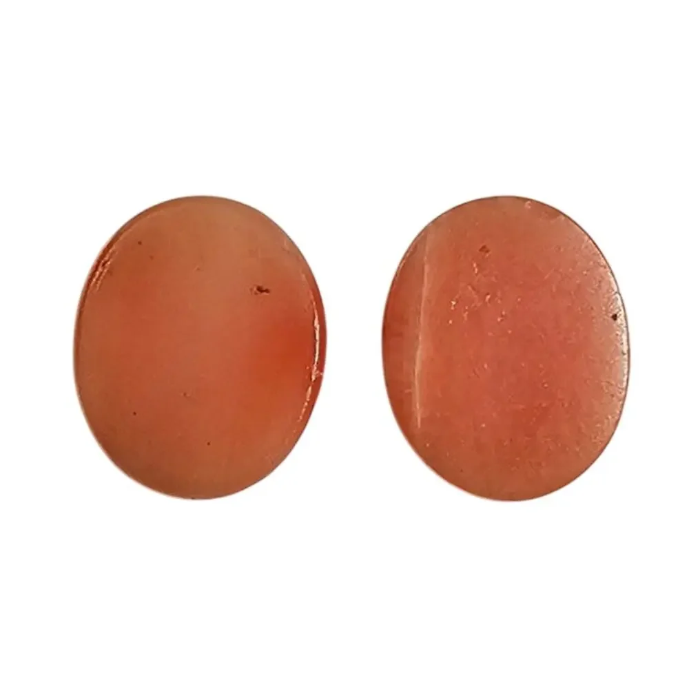 Natural Salmon Coral Oval Cabochons 8.10 CT Matching Pair Loose Gemstones